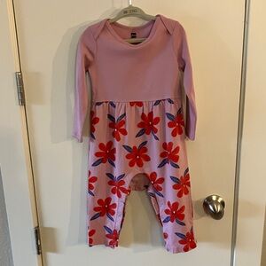 Tea Collection Pink and Red Floral Footie